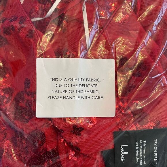 NWT Lulu’s Valhalla red sequin lace up maxi elegant formal dress Sz XL - Picture 11 of 12